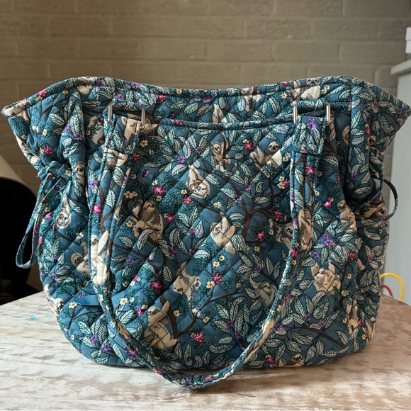 Vera Bradley Handbags - Vera Bradley Teal Quilted Tote with Sloth & Floral Print